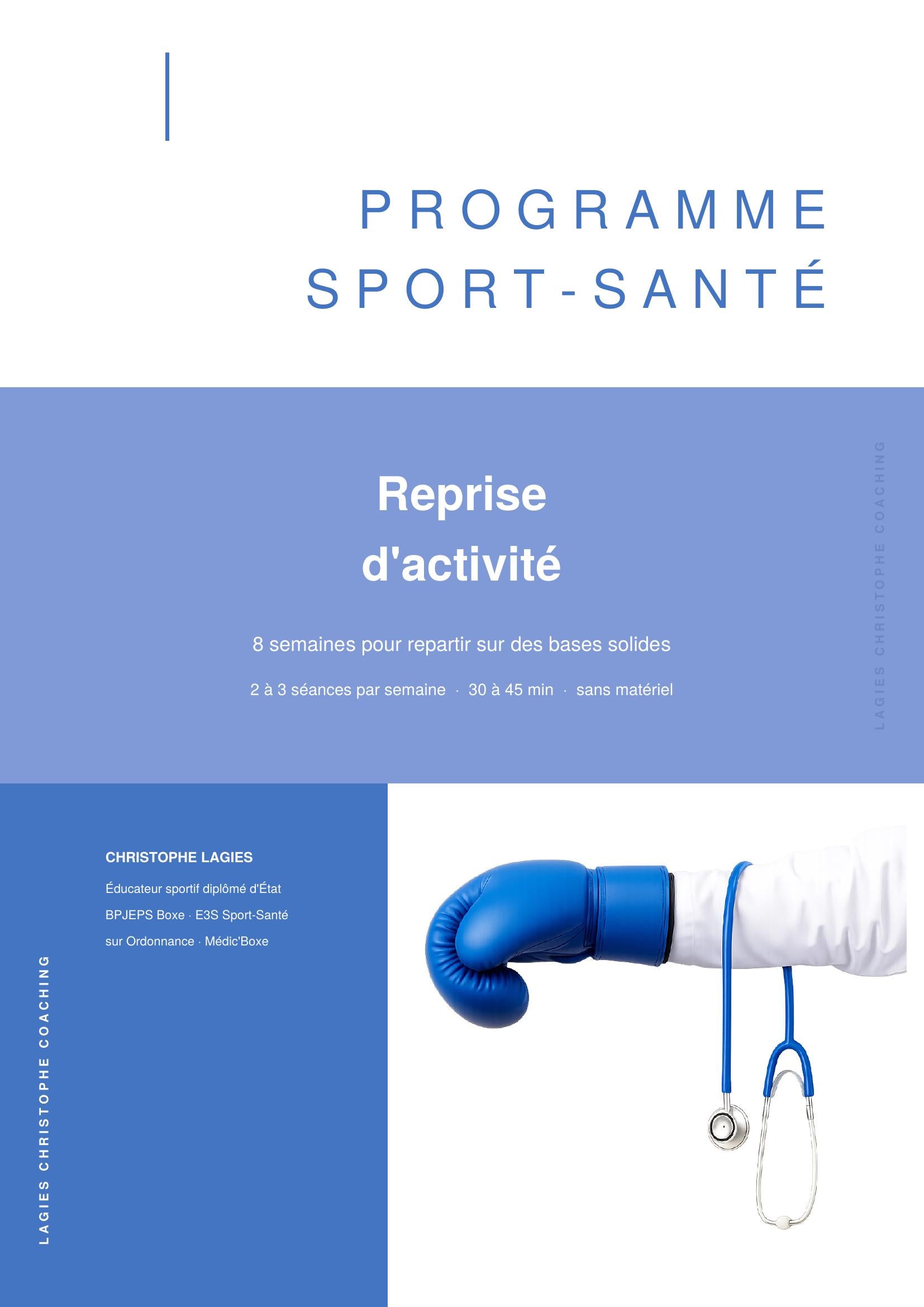 Couverture du Programme Sport-Santé — Reprise d'Activité sur 8 semaines, par Christophe Lagies, coach sportif diplômé d'État