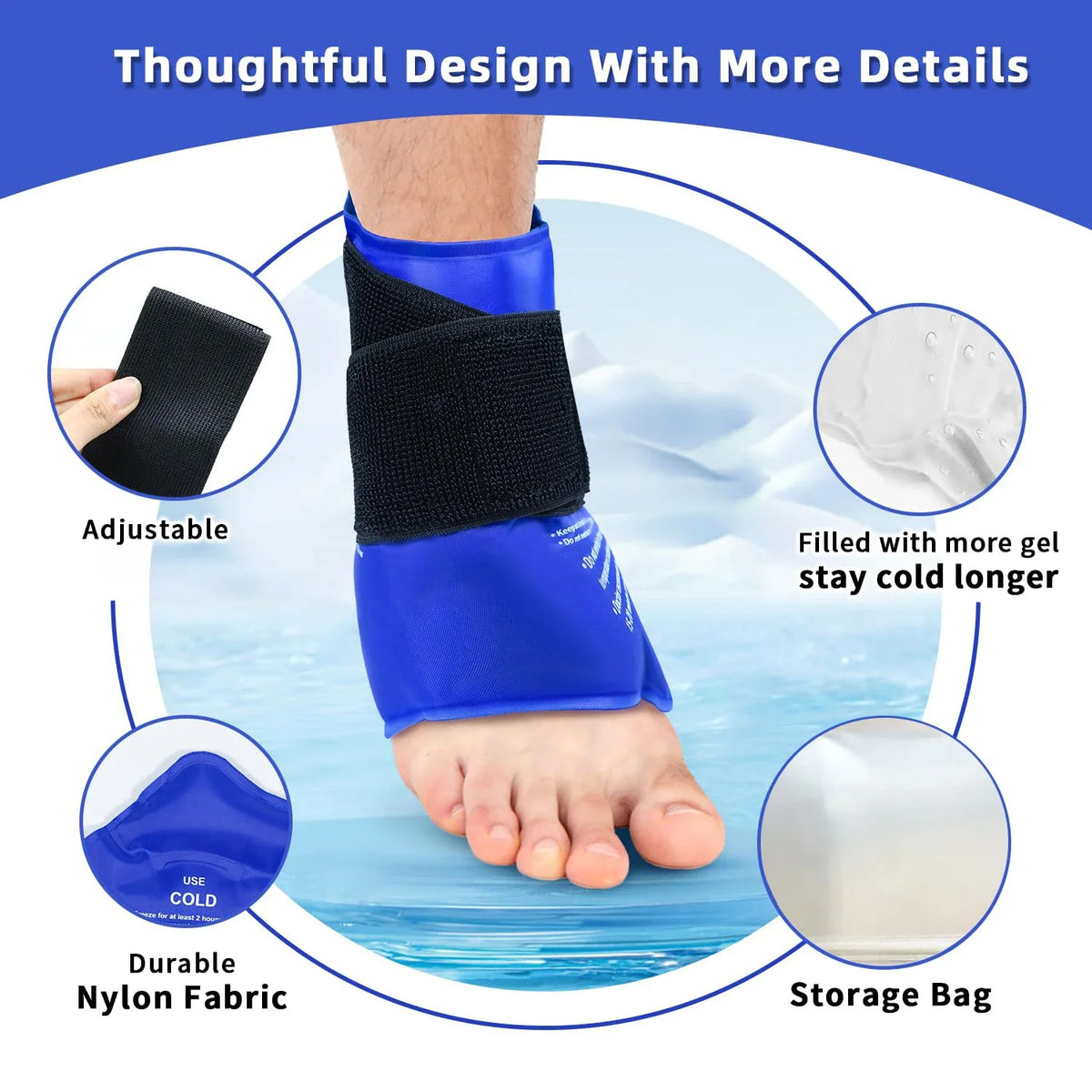 Chevillère avec Poche de Gel — Thérapie Chaud/Froid pour Blessures Sportives