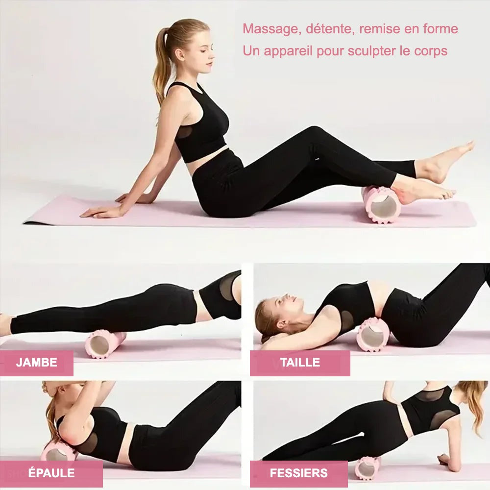 Rouleau de massage - utilisation jambe taille épaule fessiers (FR)