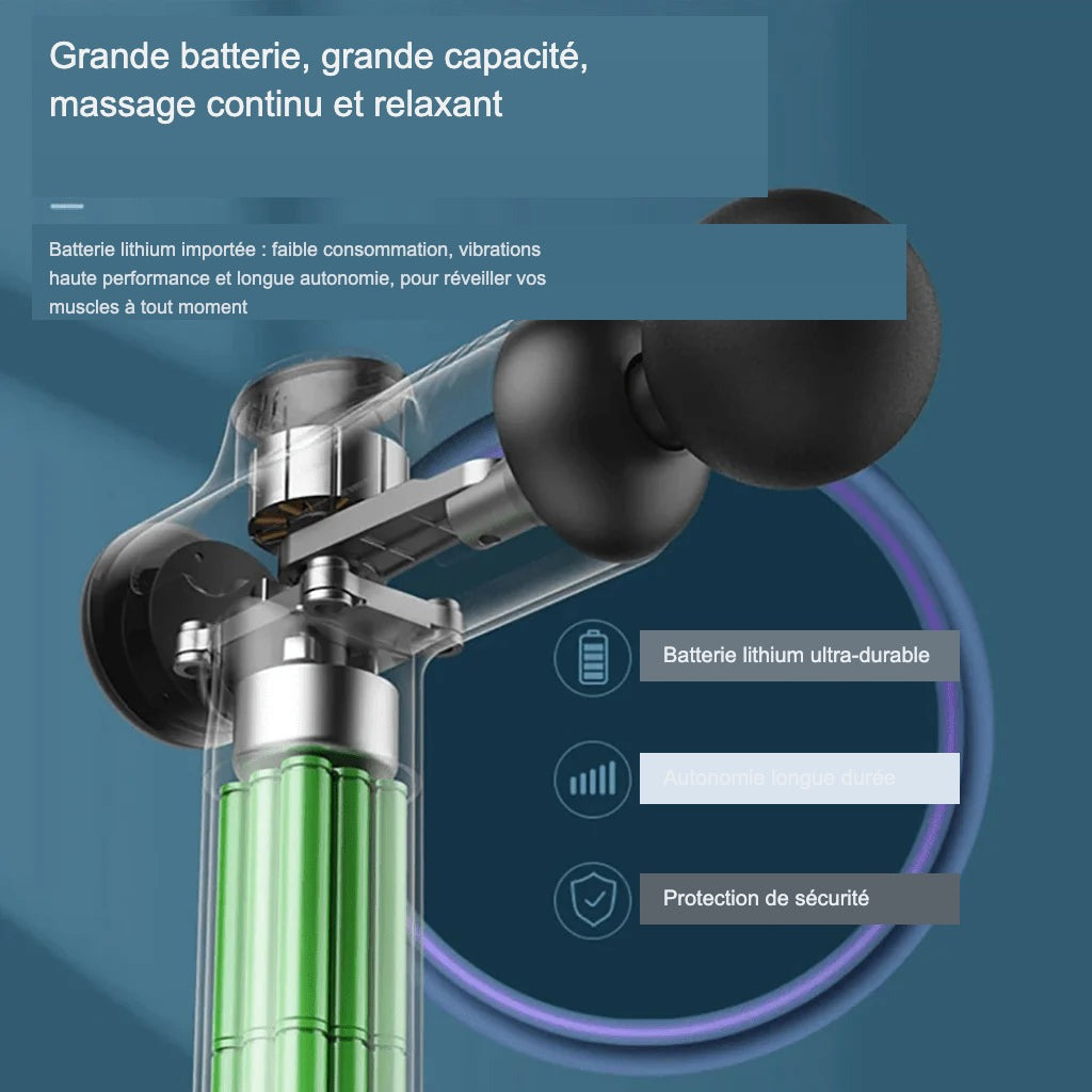 Pistolet de massage - grande batterie longue autonomie (FR)